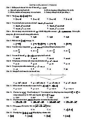 Đề cương ôn tập Giữa học kì I môn Toán Lớp 10